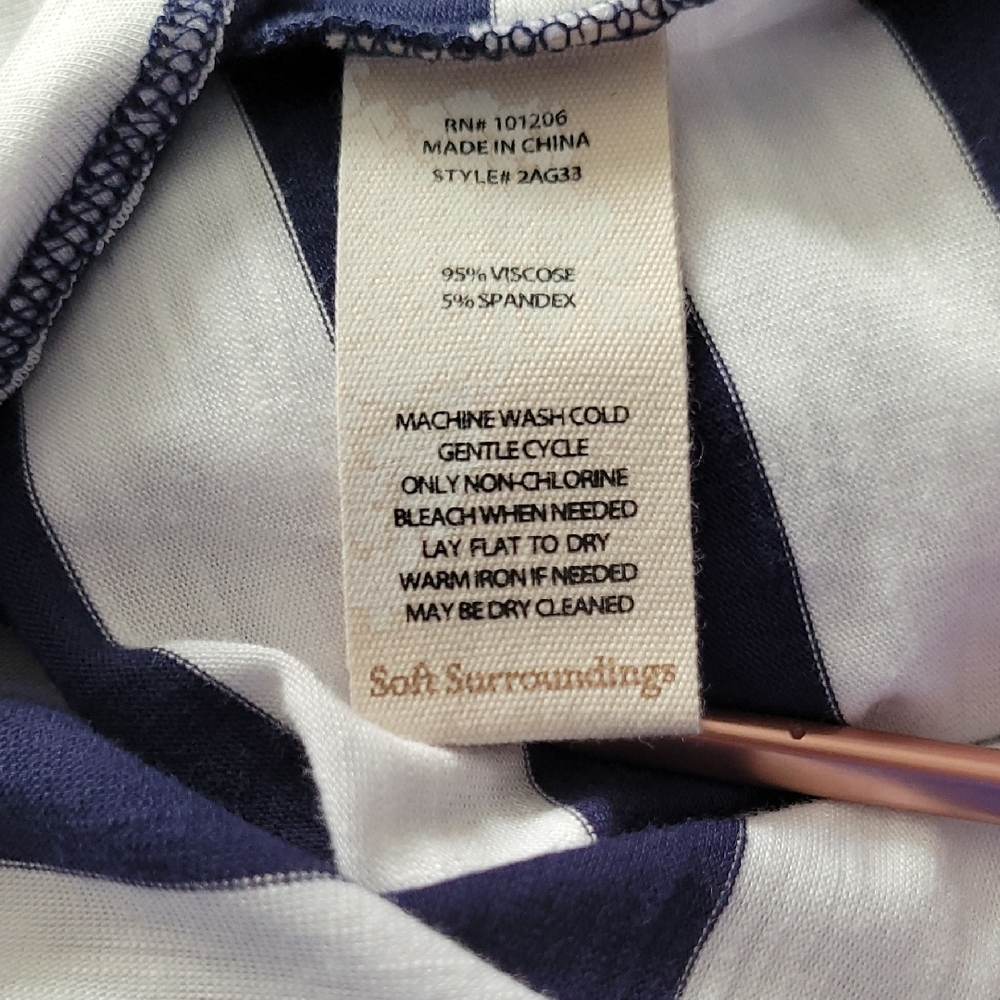 Soft Surroundings Blue & White ¾ Sleeve Tee. Large. - Picture 12 of 12